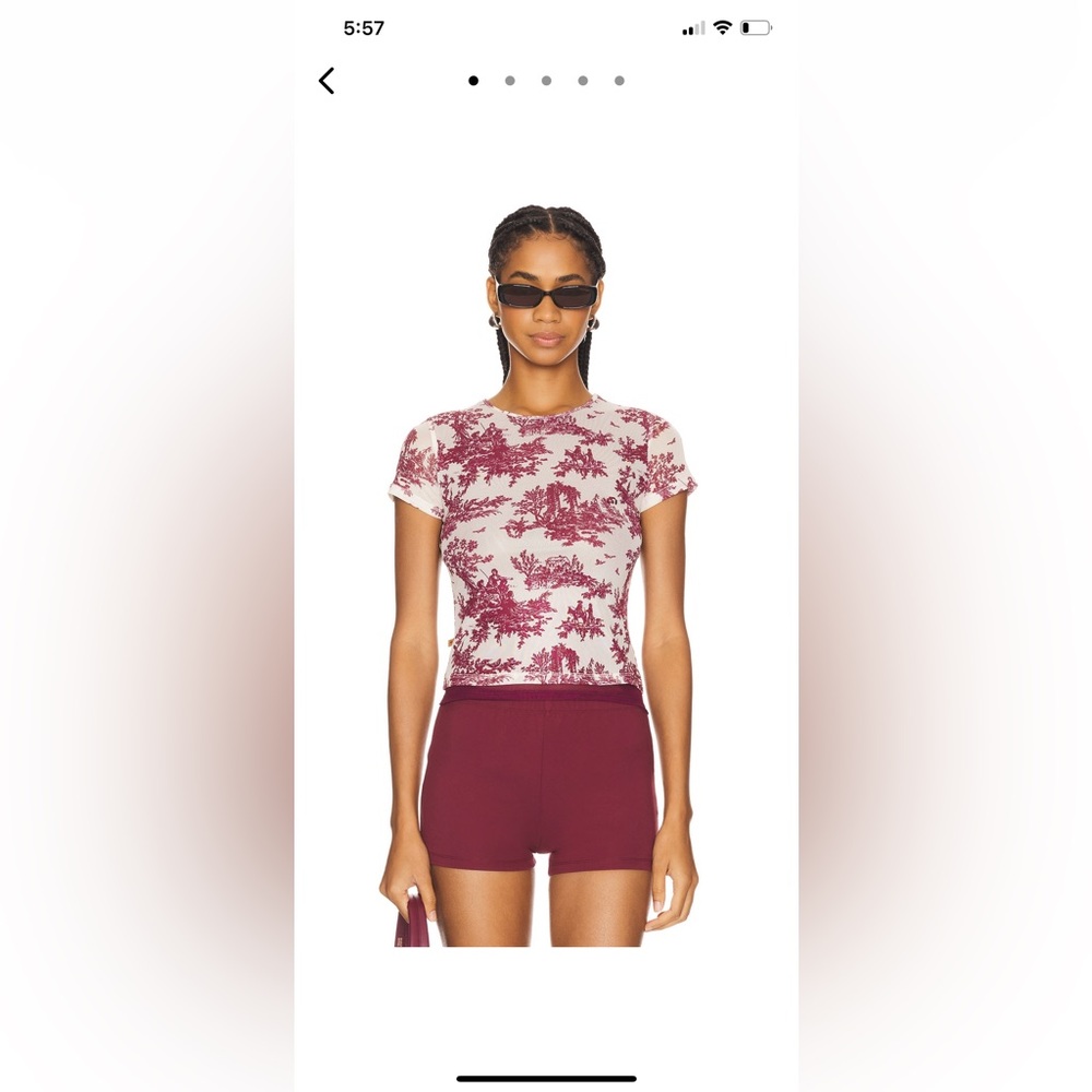 Miaou x Revolve set mini tee and booty short maroon/ maroon toile size XS